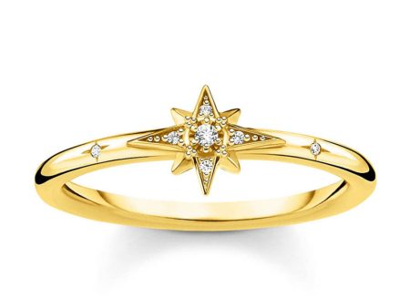 Gold Plated Sterling Silver Thomas Sabo Charm Club Zirconia Star Ring Sale