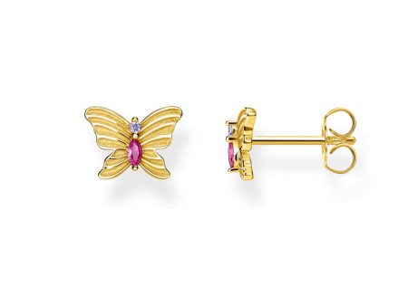 Gold Plated Sterling Silver Thomas Sabo Magic Garden Butterfly Studs on Sale