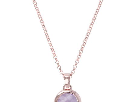 Bronzallure Rose Gold Plated Faceted Amethyst Necklace 45.7cm Discount