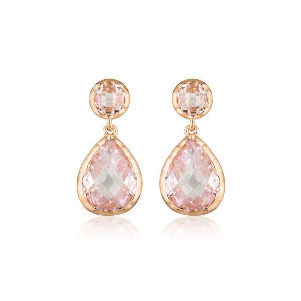 Georgini Luxe Rose Gold Plated Sterling Silver Pink Zirconia Nobile Earrings Hot on Sale