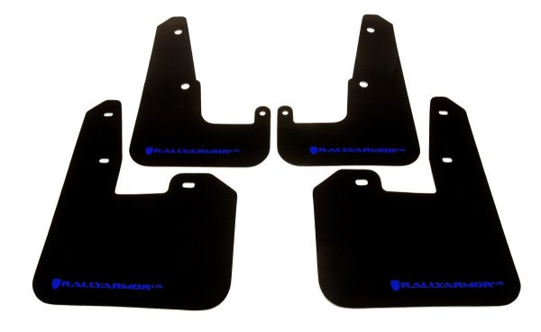 Rally Armor UR Mudflaps Black Urethane Blue Logo 2011-2014 WRX Hatchback   2008-2014 STI Hatchback Supply