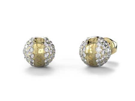 Guess Gold Plated Stainless Steel 7mm Crystal Bead Stud Earrings Cheap