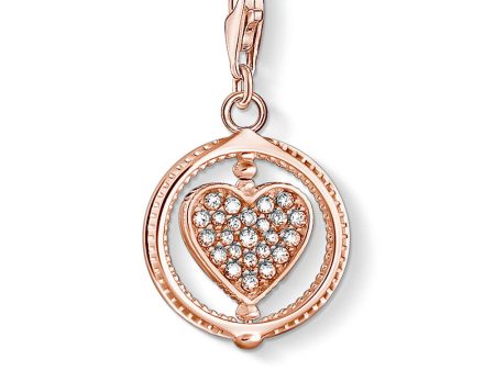 Rose Plated Sterling Silver Thomas Sabo Charm Club Zirconia Rotating Heart Charm Cheap