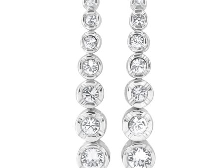 Sterling Silver 1x Diamond and Zirconia Graduated Drop Earrings Cheap