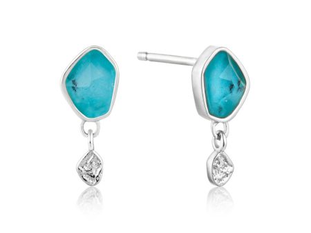 Ania Haie Sterling Silver mineral Turquoise Drop Stud Earrings Supply