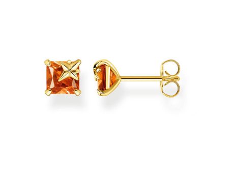 Gold Plated Sterling Silver Thomas Sabo Magic Stone Cognac Stud Earrings Online