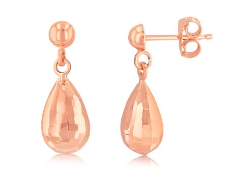 9ct Rose Gold Diamond Cut Tear Drop Earring For Cheap