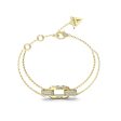 Guess Gold Plated Stainless Steel Matelasse And Pave Double Chain Bracelet Supply