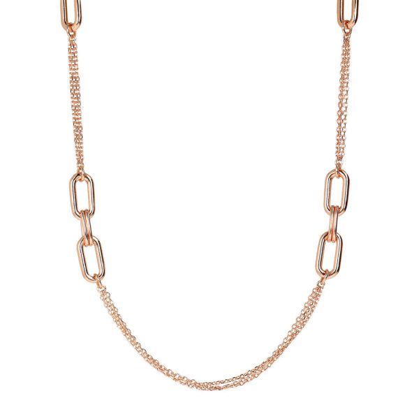 Bronzallure Purezza Rose Gold Plated 3Strand Oval Element Chain Fashion