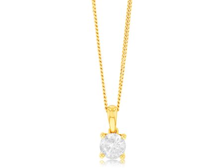 9ct Yellow Gold 3 4 Carat Diamond Pendant on Sale