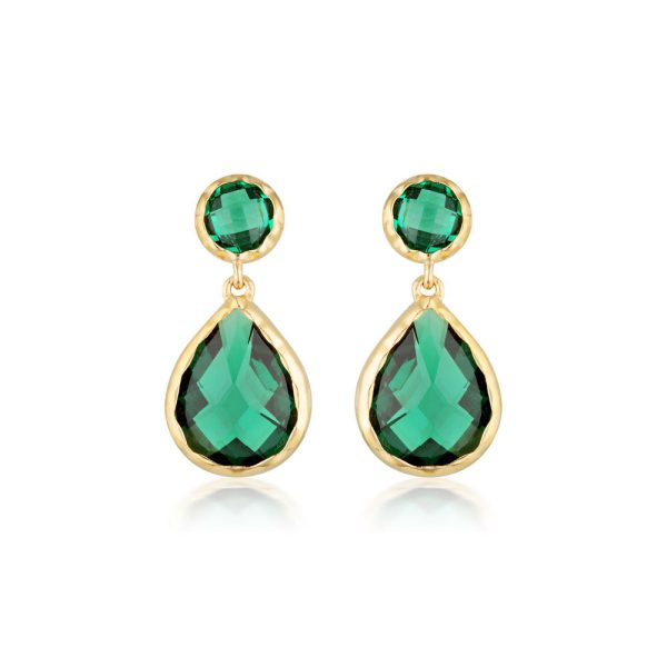 Georgini Luxe Gold Plated Sterling Silver Green Zirconia Nobile Earrings on Sale