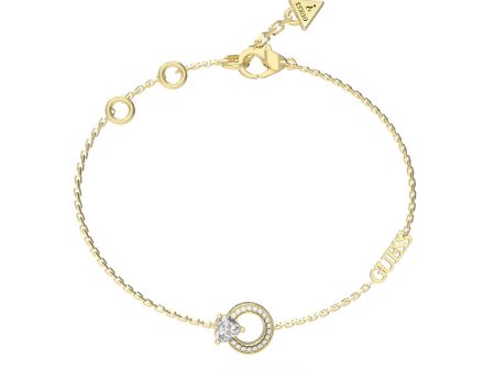 Guess Gold Plated Stainless Steel Heart Crystal Circle Bracelet Online