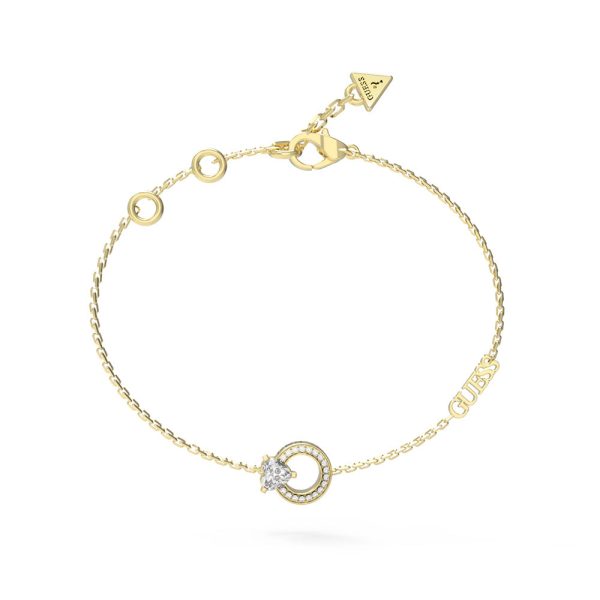 Guess Gold Plated Stainless Steel Heart Crystal Circle Bracelet Online