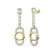 Guess Gold Plated Stainless Steel 41mm G Logo and Crystal Tennis Drop Earrings Fashion