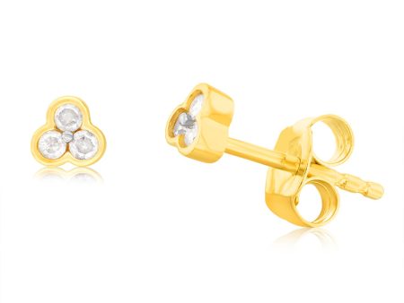 Gold Plated Sterling Silver 1 10 Carat Diamond Stud Earrings on Sale