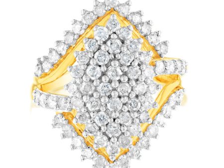 Gold Plated Sterling Silver 1.9 Carat Diamond Cluster Ring Cheap