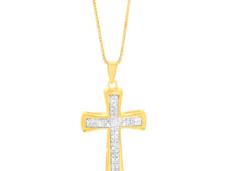 Gold Plated Sterling Silver 1 10 Carat Diamond Cross Pendant on 45cm Chain Supply