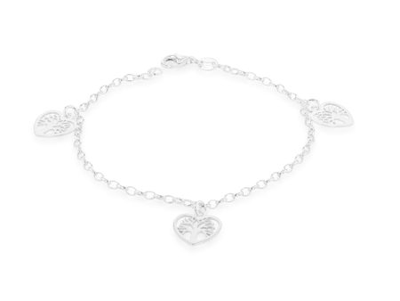 Sterling Silver 19cm Tree of Life Heart Charm Bracelet Online now