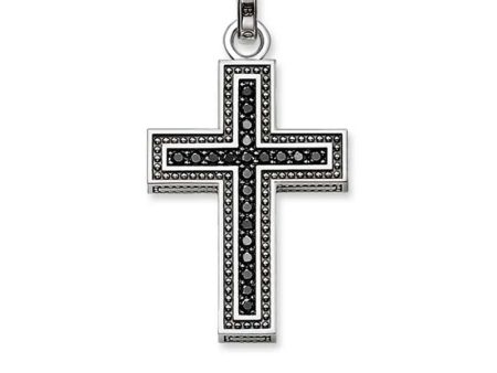 Thomas Sabo Sterling Silver Oxidised Black CZ Cross Pendant For Cheap