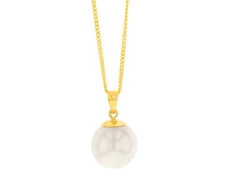 9ct Yellow 11-12mm White South Sea Pearl Pendant on 45cm Chain Online Hot Sale