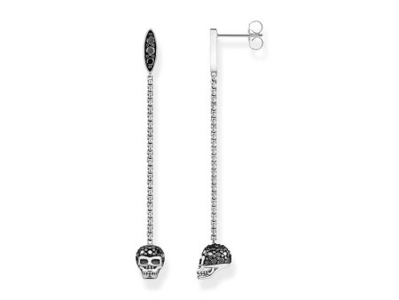 Thomas Sabo Sterling Silver Rebel Black Skull Drop Earrings Online Sale