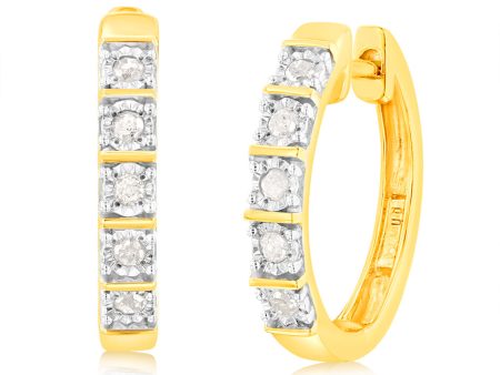 Gold Plated Sterling Silver 1 5 Carat Diamond Hoop Earrings For Discount