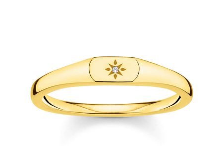 Gold Plated Sterling Silver Thomas Sabo Mini Signet Zirconia Ring Sale