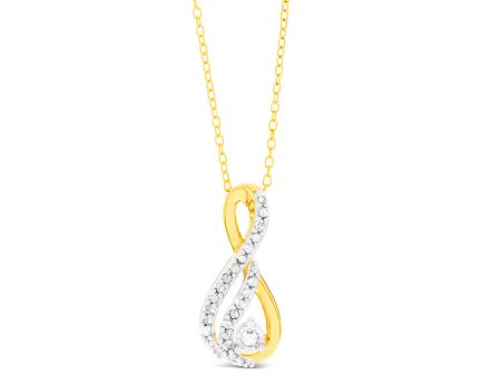 Gold Plated Sterling Silver 1 5 Carat Diamond Infinity Pendant on 46cm Chain Cheap