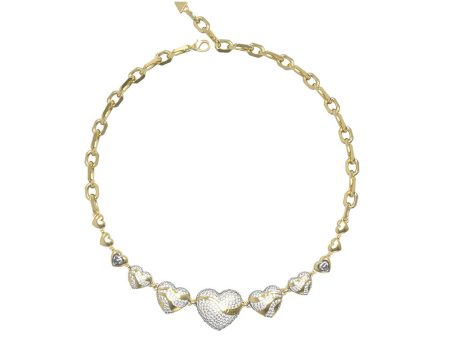 Guess Gold Plated Stainless Steel Multi Crystal Hearts 18  Chain Online Sale