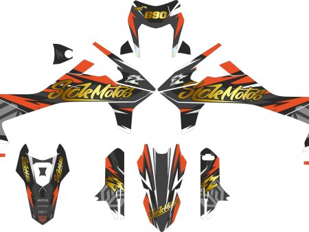 SickMotos Styles Graphics KIT Fluo Orange Gold Holo Chrome Edition KTM SMCR 690 2019-2023 Online Sale