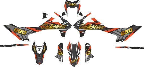 SickMotos Styles Graphics KIT Fluo Orange Gold Holo Chrome Edition KTM SMCR 690 2019-2023 Online Sale